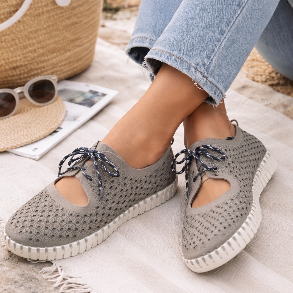 ILSE JACOBSEN 3173 TULIP GREY LACE UP SHOES SIZE 40